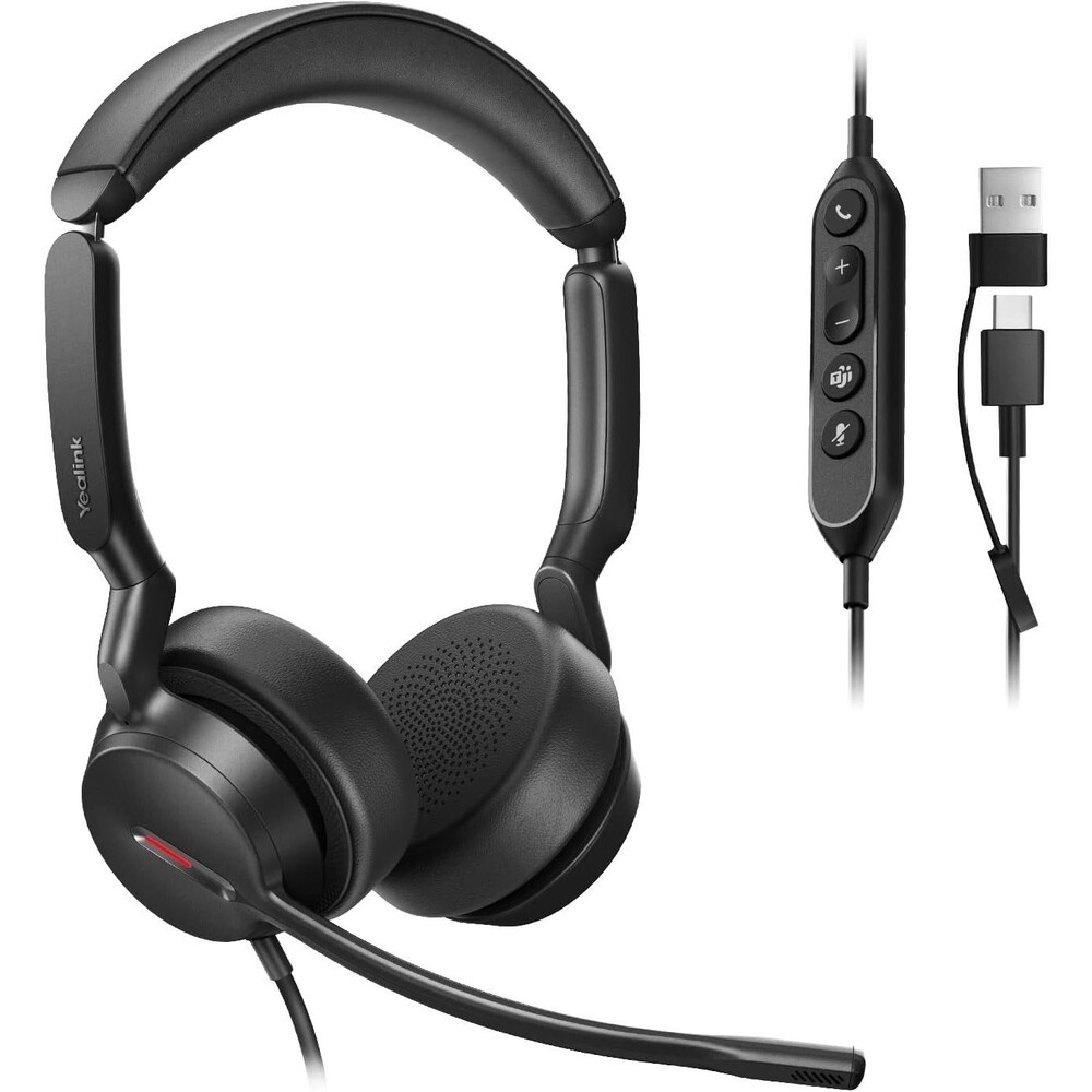 Yealink UH44 Wired Computer USB Headset, 2 AI Noise-Canceling Microphones